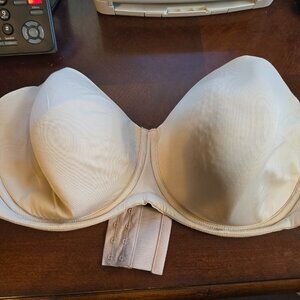 Wacoal Nude 44G Red Carpet Full Figure Underwire Strapless Bra 854119 GUC.
